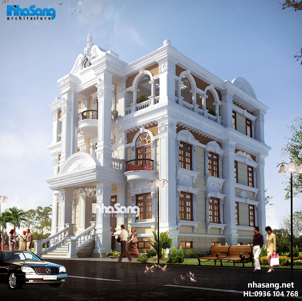 mẫu thiết kế biệt thự đẹp kiến trúc Pháp bt14182